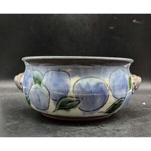 Vintage Studio Art Pottery Over Baker Casserole Centerpiece Signed J Palmer 8.5"